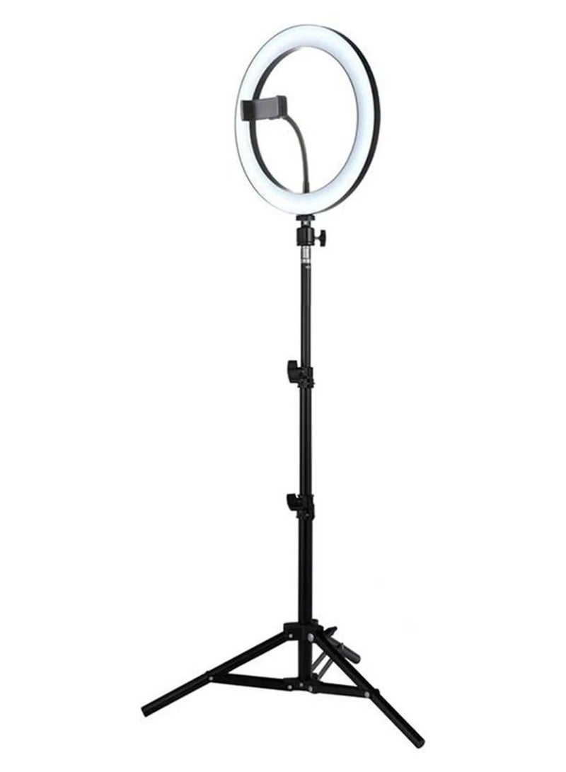 مصباح حلقي LED للتصوير الفوتوغرافي مع حامل ثلاثي القوائم أسود/ أبيض - Image 5